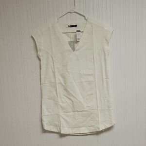 Woolovers v neck linen blend tunic, cream women's sz small new with tags